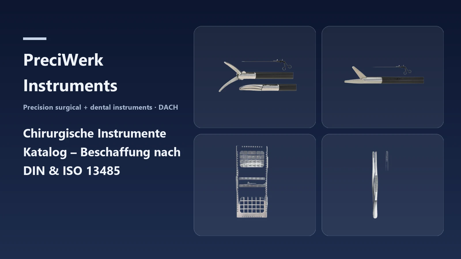 Sterile Edelstahl-Instrumententablett mit chirurgischen Instrumenten und digitalem Beschaffungskatalog für Kliniken